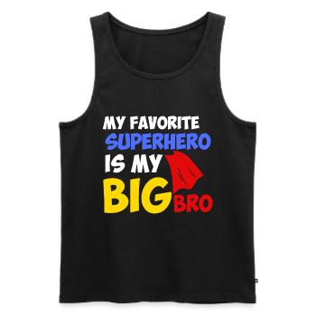 Mon super-héros préféré est mon grand frère - Débardeur bio Premium Homme - noir - Devant - Michal (187cm)