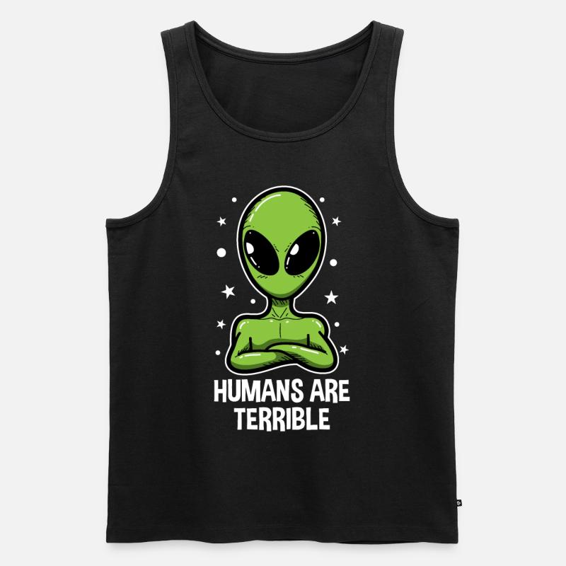 UFO Alien Ausserirdrischer Alienkopf Geschenk - Männer Premium Bio Tank Top - Schwarz
