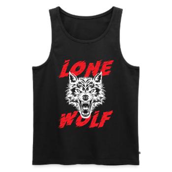 Wolf einsam Rudel Tier Hund Mond heulen wild Idee - Männer Premium Bio Tank Top - Schwarz - Vorne - AI Model Male 178 light (178cm)