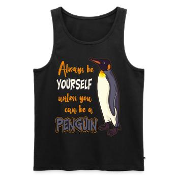 Pinguin - Männer Premium Bio Tank Top - Schwarz - Vorne - Michal (187cm)