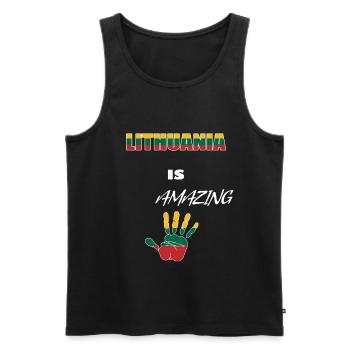 Litauen - Männer Premium Bio Tank Top - Schwarz - Vorne - AI Model Male 178 light (178cm)