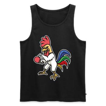 Cadeau de sport oiseau poule poulet coq - Débardeur bio Premium Homme - noir - Devant - AI Model Male 178 light (178cm)