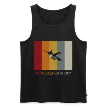 Kolibri Retro Vintage - Männer Premium Bio Tank Top - Schwarz - Vorne - Michal (187cm)
