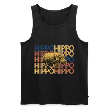 Nilpferd Retro Vintage - Männer Premium Bio Tank Top - Schwarz - Vorne - AI Model Male 178 light (178cm)