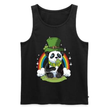 Panda Bear St Patricks Day cadeau bière arc-en-ciel - Débardeur bio Premium Homme - noir - Devant - Michal (187cm)