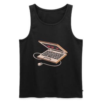3D Laptop Notebook Computer Maus PC Tastatur - Männer Premium Bio Tank Top - Schwarz - Vorne - AI Model Male 178 light (178cm)