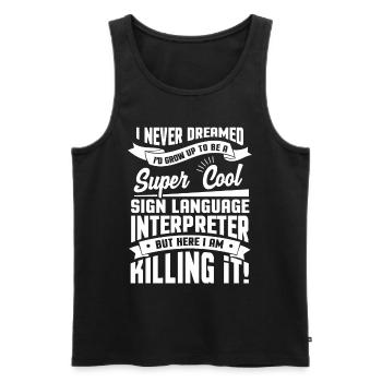 Gebärdensprache Zeichensprache Dolmetcher - Männer Premium Bio Tank Top - Schwarz - Vorne - Michal (187cm)