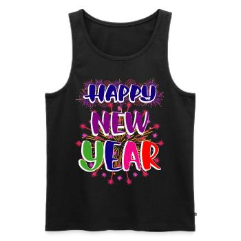 New Year Happy New Year - Men's Premium Organic Tank Top - black - Front - AI Model Male 178 light (178cm)