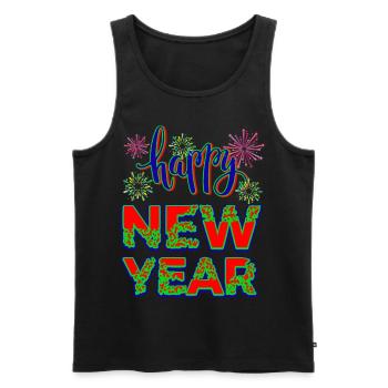 New Year Happy New Year - Men's Premium Organic Tank Top - black - Front - AI Model Male 178 light (178cm)