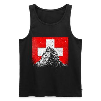 Switzerland Matterhorn Zermatt Swiss Cross Gift - Men's Premium Organic Tank Top - black - Front - Michal (187cm)