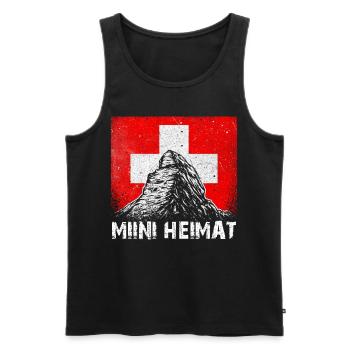 Switzerland Matterhorn Zermatt Swiss Cross Gift - Men's Premium Organic Tank Top - black - Front - AI Model Male 178 light (178cm)