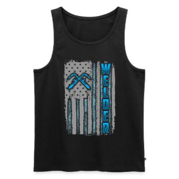 Drapeau USA cadeau cadeau de soudeur serrurier - Débardeur bio Premium Homme - noir - Devant - AI Model Male 178 light (178cm)