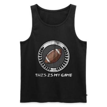 Football américain Hobby Sports - Débardeur bio Premium Homme - noir - Devant - AI Model Male 178 light (178cm)
