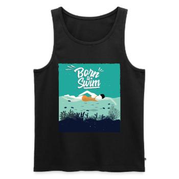 Born to swim gift idea birthday - Men's Premium Organic Tank Top - black - Front - AI Model Male 178 light (178cm)