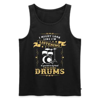 Drums - Men's Premium Organic Tank Top - black - Front - Michal (187cm)