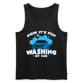 Lavage de voiture - Débardeur bio Premium Homme - noir - Devant - AI Model Male 178 light (178cm)