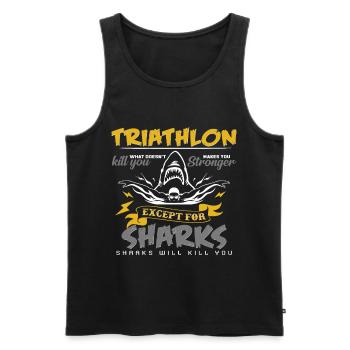 Triathlon - Männer Premium Bio Tank Top - Schwarz - Vorne - AI Model Male 178 light (178cm)