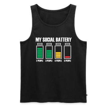 Idée cadeau Introvert Social Battery - Débardeur bio Premium Homme - noir - Devant - AI Model Male 178 light (178cm)