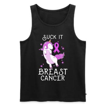 Idée cadeau licorne cancer du sein - Débardeur bio Premium Homme - noir - Devant - Michal (187cm)