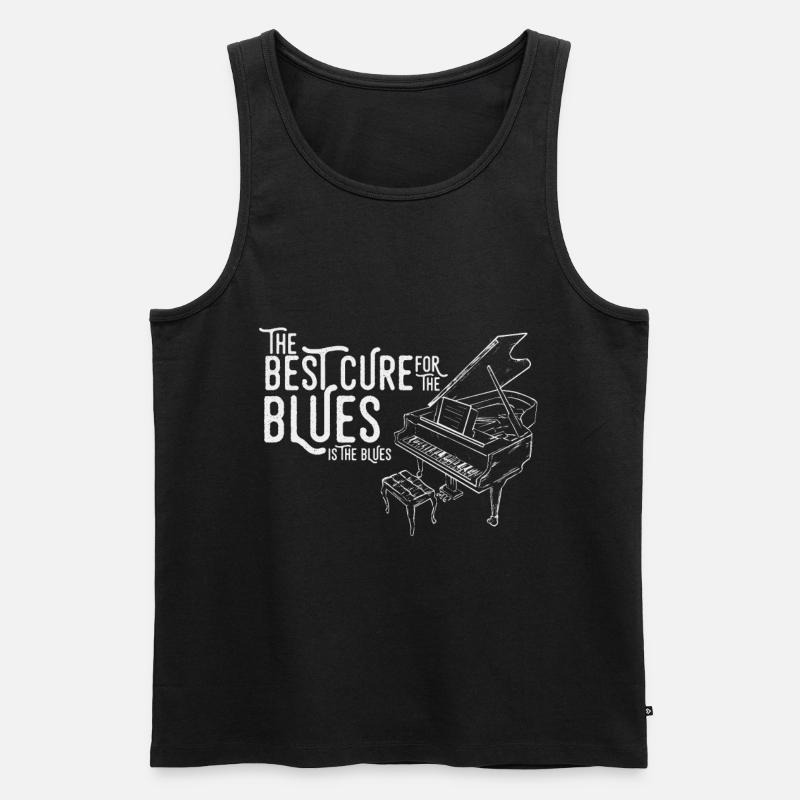 Blues Klavier - Männer Premium Bio Tank Top - Schwarz