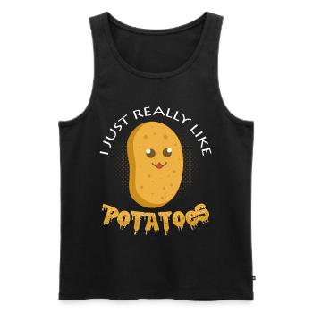 potatoes - Men's Premium Organic Tank Top - black - Front - Michal (187cm)