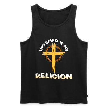 Uptempo ist meine Religion - Männer Premium Bio Tank Top - Schwarz - Vorne - AI Model Male 178 light (178cm)