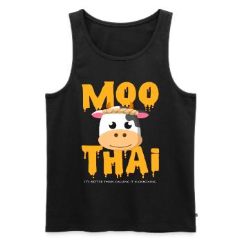 Drôle Muay Thai Idée cadeau de vache Moo Thaïlande - Débardeur bio Premium Homme - noir - Devant - Michal (187cm)
