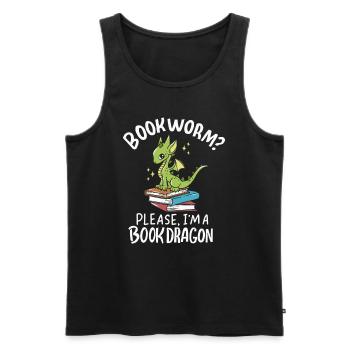 Livre Livres Lire Bookworm Bookworm Bookdragon - Débardeur bio Premium Homme - noir - Devant - Michal (187cm)