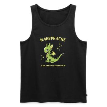 Hausdrache. Stark, Mutig und Unbesiegbar. Drache - Männer Premium Bio Tank Top - Schwarz - Vorne - Michal (187cm)