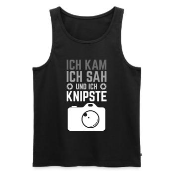 Ich kam ich sah und ich knipste für Hobby Fotograf - Männer Premium Bio Tank Top - Schwarz - Vorne - Michal (187cm)