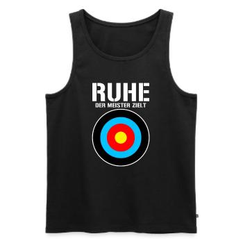 Ruhe! Der Meister zielt! Bogenschießen Bogensport - Männer Premium Bio Tank Top - Schwarz - Vorne - Michal (187cm)