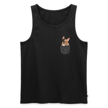French bulldog in the pocket - Men's Premium Organic Tank Top - black - Front - AI Model Male 178 light (178cm)