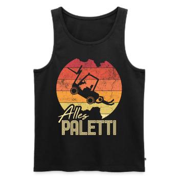 Everything Paletti sayings forklift driver & transport - Men's Premium Organic Tank Top - black - Front - AI Model Male 178 light (178cm)
