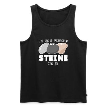 Ich hasse Menschen - Steine sind ok - Männer Premium Bio Tank Top - Schwarz - Vorne - Michal (187cm)