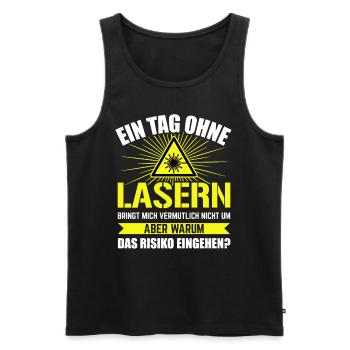 Ein Tag ohne Lasern Laser Cutter - Männer Premium Bio Tank Top - Schwarz - Vorne - AI Model Male 178 light (178cm)