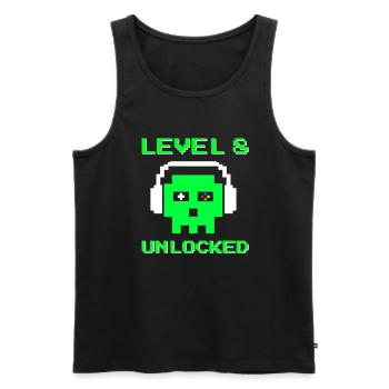 Level 8 Unlocked 8th Birthday Boy Gamer Gambler - Men's Premium Organic Tank Top - black - Front - Michal (187cm)