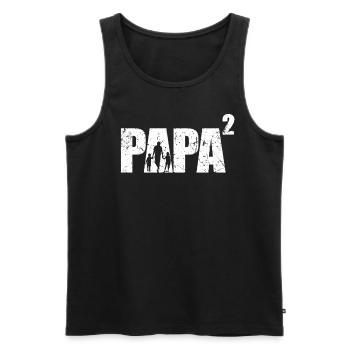 Papa hoch 2 Schwanger Geschenk Papa Zwillinge - Männer Premium Bio Tank Top - Schwarz - Vorne - Michal (187cm)
