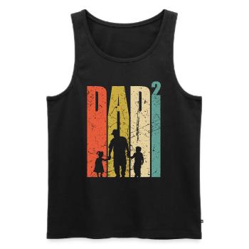 Dad hoch 2 Father-of-two Father-to-be 2nd child - Men's Premium Organic Tank Top - black - Front - Michal (187cm)