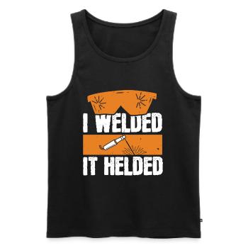 Weld - Men's Premium Organic Tank Top - black - Front - Michal (187cm)