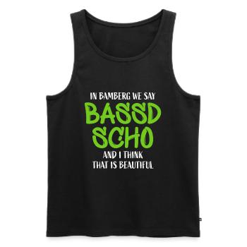 fränkisch fränggisch Dialekt Bassd scho Bamberg - Männer Premium Bio Tank Top - Schwarz - Vorne - AI Model Male 178 light (178cm)