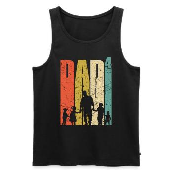 Dad hoch 4 Vater 4 Kinder vierfacher Papa Geschenk - Männer Premium Bio Tank Top - Schwarz - Vorne - AI Model Male 178 light (178cm)
