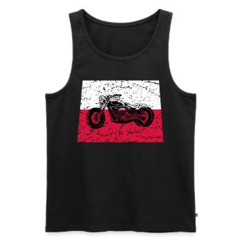 Pologne Moto Tuning Mécanicien Polonais Chopper - Débardeur bio Premium Homme - noir - Devant - Michal (187cm)