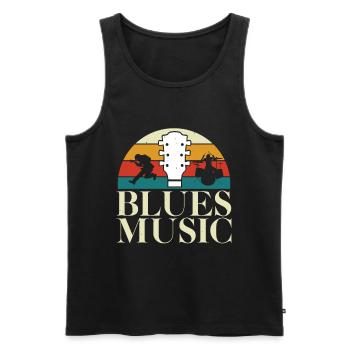 Blues - Männer Premium Bio Tank Top - Schwarz - Vorne - AI Model Male 178 light (178cm)