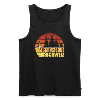 sächsische Schweiz wandern klettern Sachsen - Männer Premium Bio Tank Top - Schwarz - Vorne - Michal (187cm)