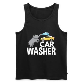 An elephant of the cars washes with the trunk - Men's Premium Organic Tank Top - black - Front - AI Model Male 178 light (178cm)