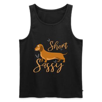 Short and cheeky the dachshund - Men's Premium Organic Tank Top - black - Front - AI Model Male 178 light (178cm)