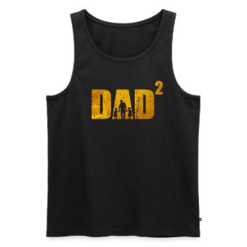 Papa au pouvoir de 2 papas à deux reprises père de deux filles - Débardeur bio Premium Homme - noir - Devant - AI Model Male 178 light (178cm)