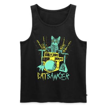 Catbanger Funny Cat Punk Drummer Drummer - Men's Premium Organic Tank Top - black - Front - AI Model Male 178 light (178cm)