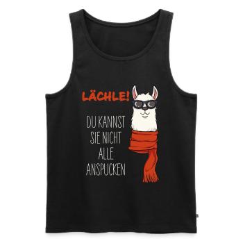 Alpaka - Lächle! du kannst sie nicht alle töten - Männer Premium Bio Tank Top - Schwarz - Vorne - Michal (187cm)