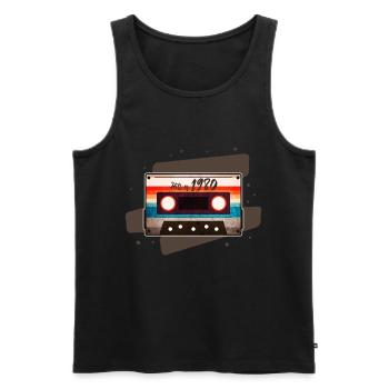 Cassette 1980 - Men's Premium Organic Tank Top - black - Front - AI Model Male 178 light (178cm)